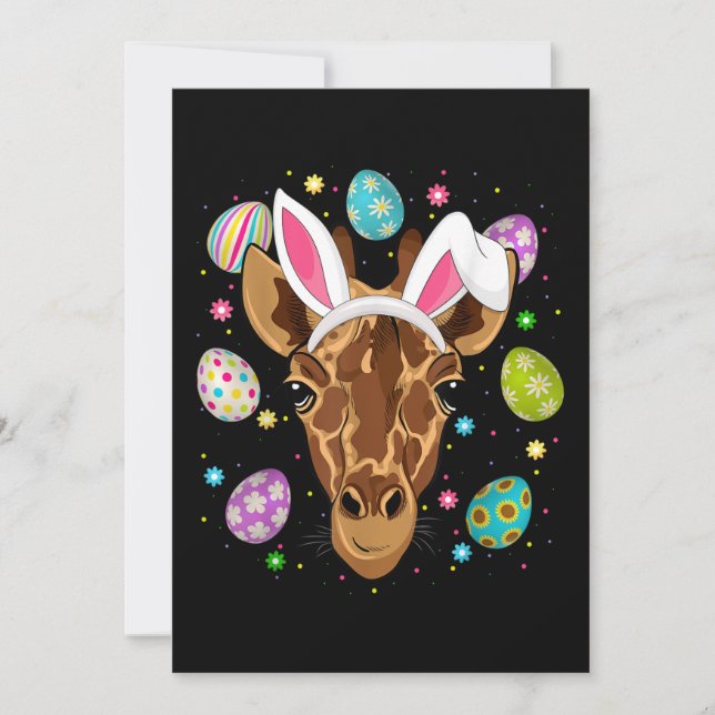 Giraffe Bunny Easter Egg Lover Funny Giraffe Invitation (Front)
