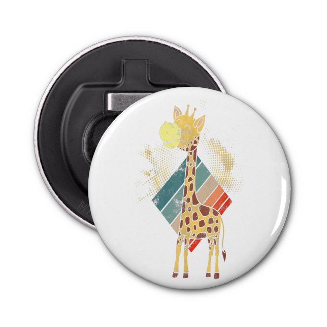 Giraffe Button Bottle Opener with magnet (Front)