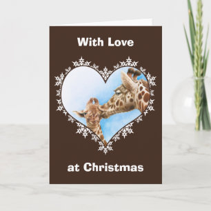 Giraffe & Calf Snowflake Heart Christmas Card