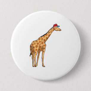 Giraffe Cap 3 Inch Round Button