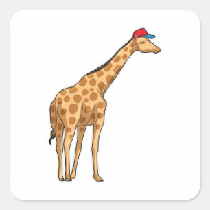 Giraffe Cap Square Sticker