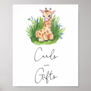 Giraffe - cards and gifts baby shower poster