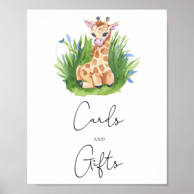 Giraffe - cards and gifts baby shower poster (Front)