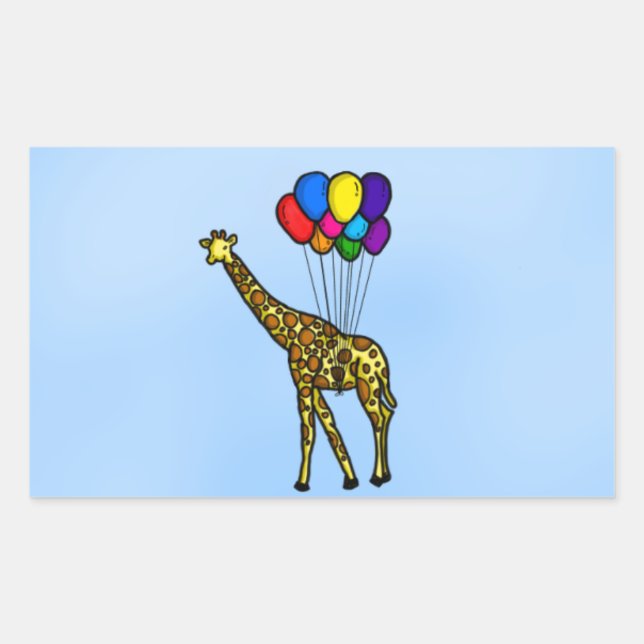 Giraffe Carried By Balloons Sticker (Front)