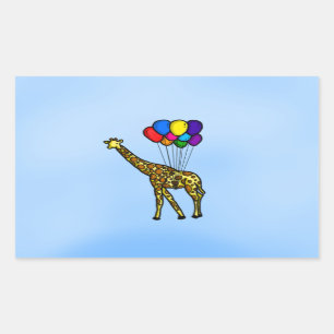 Giraffe Carried By Balloons Sticker