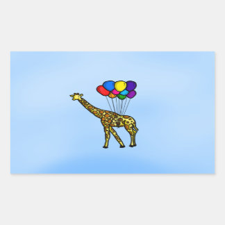 Giraffe Carried By Balloons Sticker