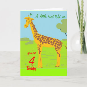 Giraffe carte anniversaire 4 aujourd'hui