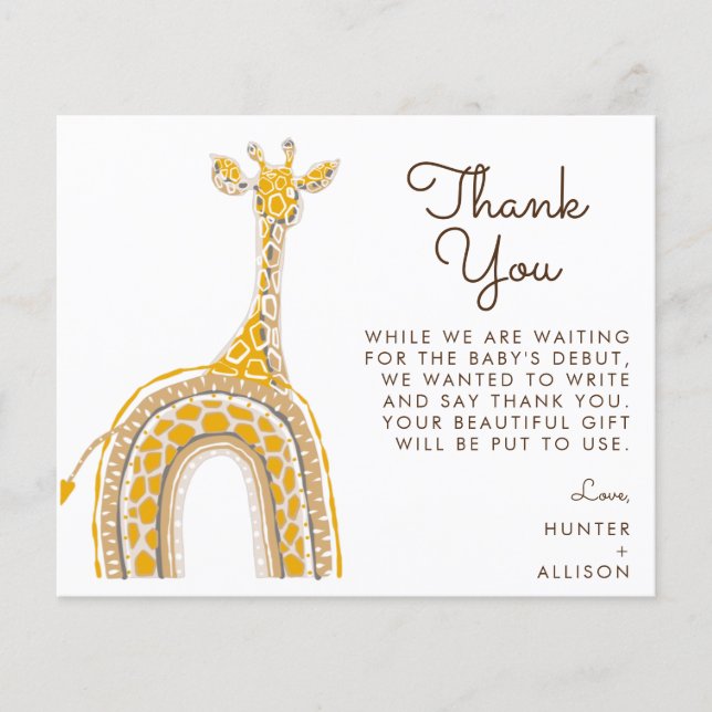 Giraffe Carte de remerciements (Devant)
