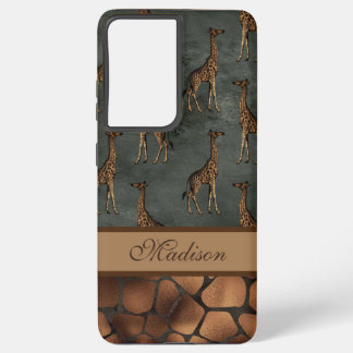 Giraffe Chic Script Name Stylish Trendy Safari Samsung Galaxy Case