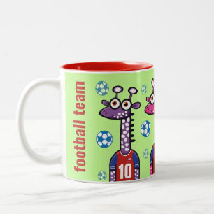 Giraffe Chilean soccer  Two-Tone Coffee Mug