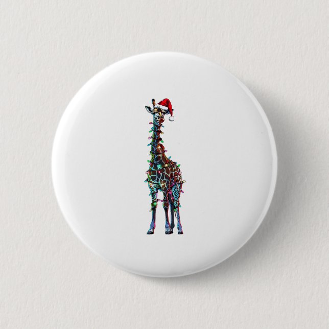 Giraffe Christmas  _1 2 Inch Round Button (Front)