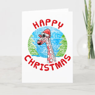Giraffe Christmas Card Wildlife Nature Funny