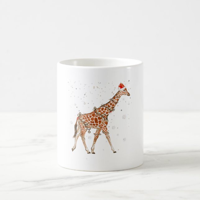 Giraffe Christmas Colour Lights Funny Coffee Mug (Center)
