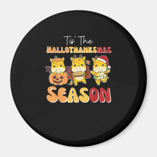 Giraffe Christmas Halloween Tis The Hallothanksmas Magnet