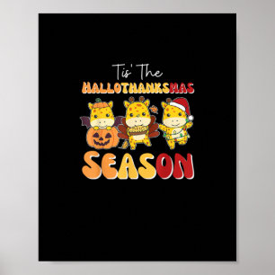 Giraffe Christmas Halloween Tis The Hallothanksmas Poster