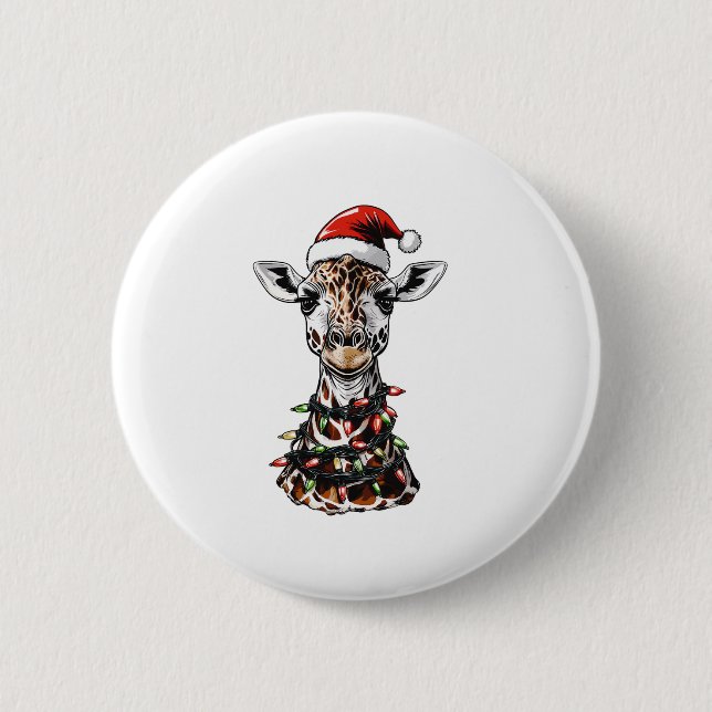 Giraffe Christmas Hat Xmas   2 Inch Round Button (Front)