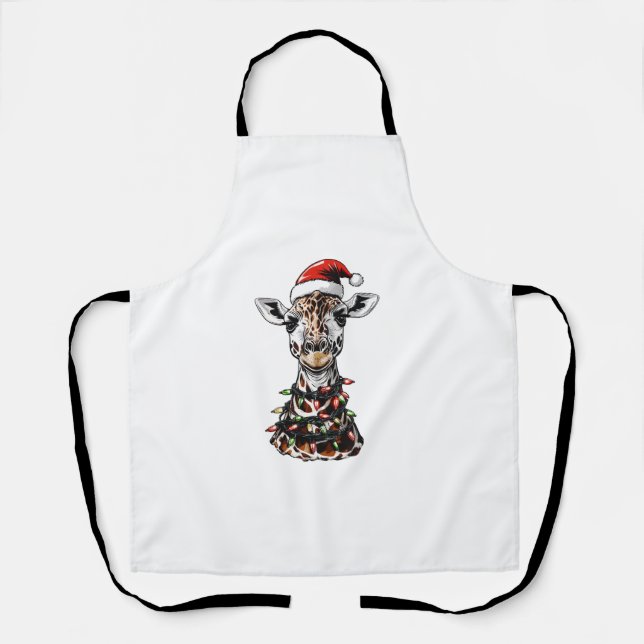 Giraffe Christmas Hat Xmas   Apron (Front)