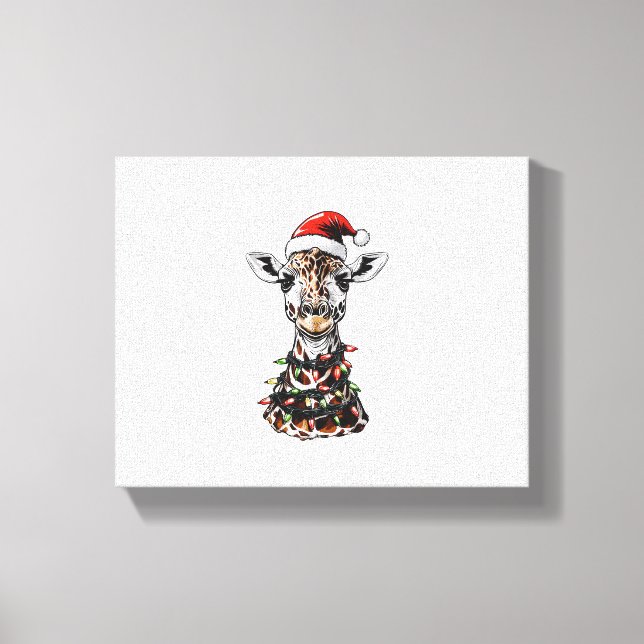 Giraffe Christmas Hat Xmas   Canvas Print (Front)