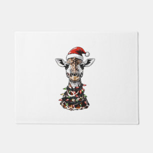 Giraffe Christmas Hat Xmas Doormat