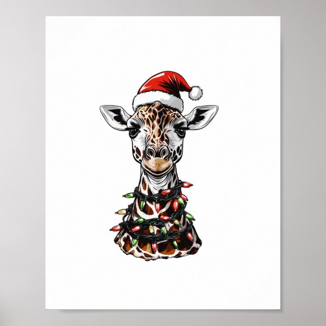 Giraffe Christmas Hat Xmas   Poster (Front)
