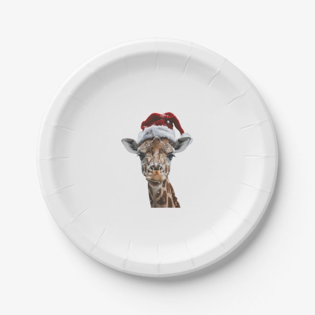 Giraffe Christmas   Paper Plate (Front)