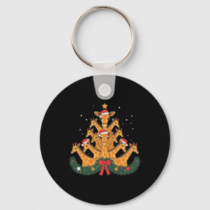 Giraffe Christmas Tree Animal Xmas Women Men Keychain