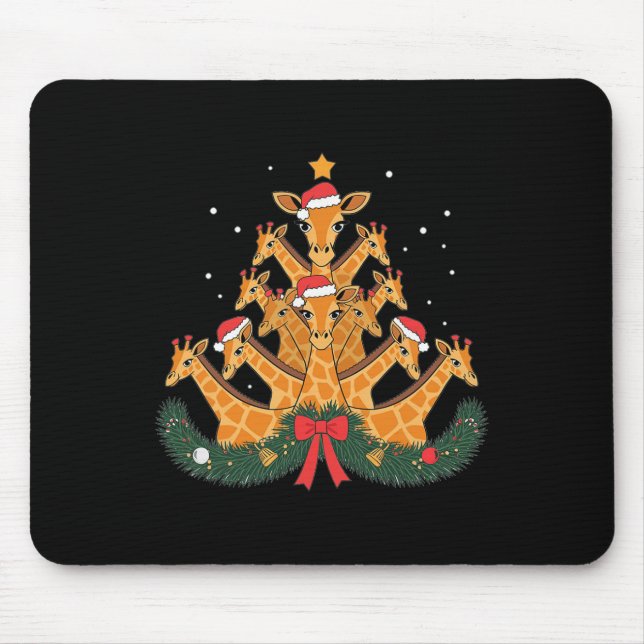Giraffe Christmas Tree Animal Xmas Women Men  Mouse Pad (Front)