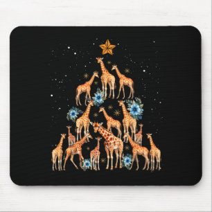 Giraffe Christmas Tree Floral Giraffe Xmas Lights  Mouse Pad