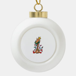 Giraffe Christmas Tree Giraffe Xmas Tree Women & B Ceramic Ball Christmas Ornament
