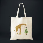 Giraffe Christmas Tree Tote Bag<br><div class="desc">Illustration of a giraffe topping a potted Christmas tree with a star.</div>