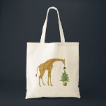 Giraffe Christmas Tree Tote Bag<br><div class="desc">Illustration of a giraffe topping a potted Christmas tree with a star.</div>