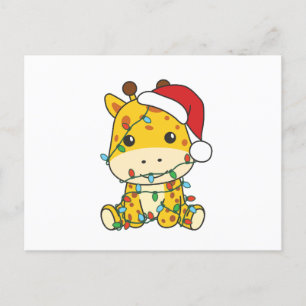 Giraffe Christmas Winter Animals Holiday Giraffes Postcard