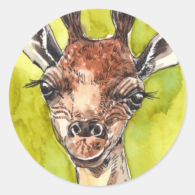 Giraffe Classic Round Sticker (Front)
