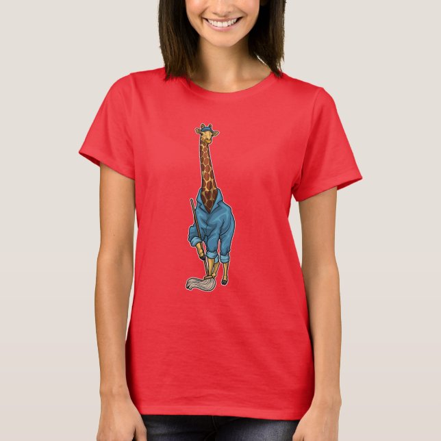 Giraffe Cleaner Mop T-Shirt (Front)