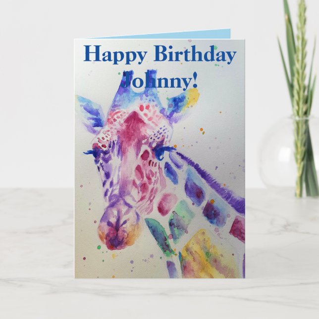 Giraffe colorée Animal Aquarelle Carte Anniversair (Devant)