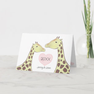 Giraffe Couple Engagement Card