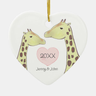 Giraffe Couple Engagement/ Wedding Ceramic Ornament