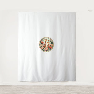 Giraffe Couple Illustration Giraffe Lovers Tapestry