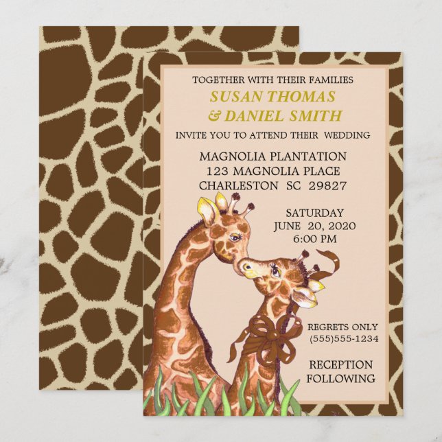 Giraffe Couple Wedding Invitation (Front/Back)