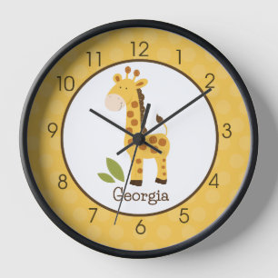 Giraffe Cute Kids Jungle Baby Nursery Wall  Clock