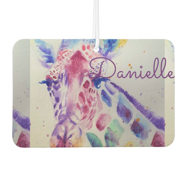 Giraffe Cute Love You Name Car Air Freshener (Front)