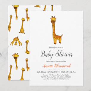 Giraffe Cute Minimalist Baby Shower Invitation