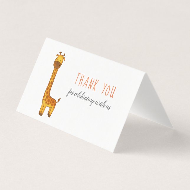 Giraffe Cute Minimalist Baby Shower Thank You (Front)