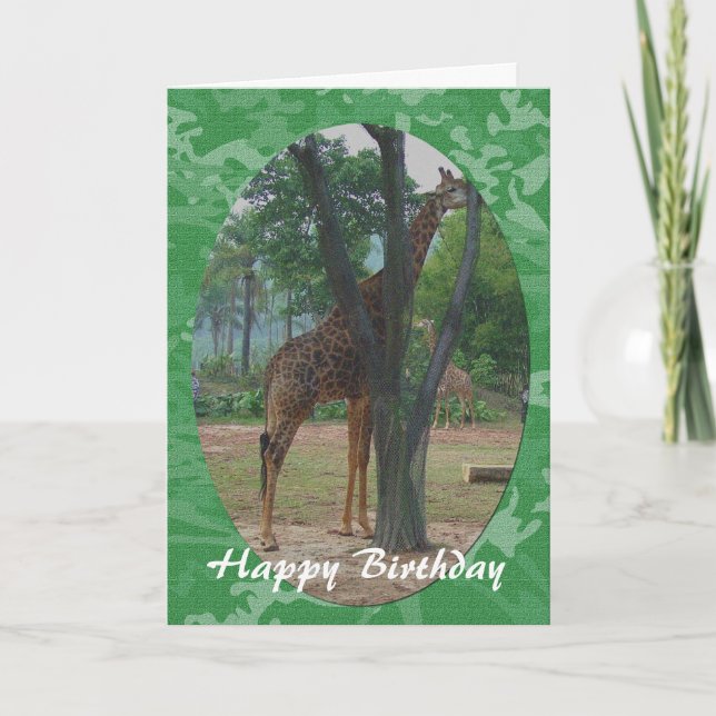 Giraffe dans cadre joyeux carte d'anniversaire (Devant)