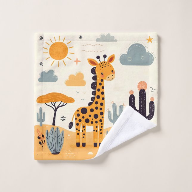 Giraffe de croustilles à la savane (Gant de toilette)