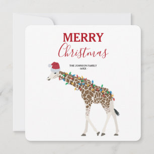 Giraffe de Noël animal drôle avec carte de chapeau