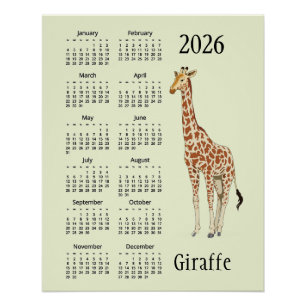 Giraffe Design 2026 Calendar Poster