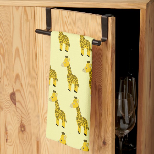 Giraffe Design Any Colour Background Kitchen Towel (Thirds Fold)