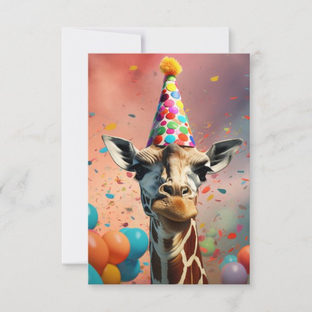 Giraffe design, colourful thank you card (Front)