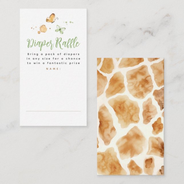 Giraffe Diaper Raffle Baby Shower Tickets  Enclosure Card (Front/Back)